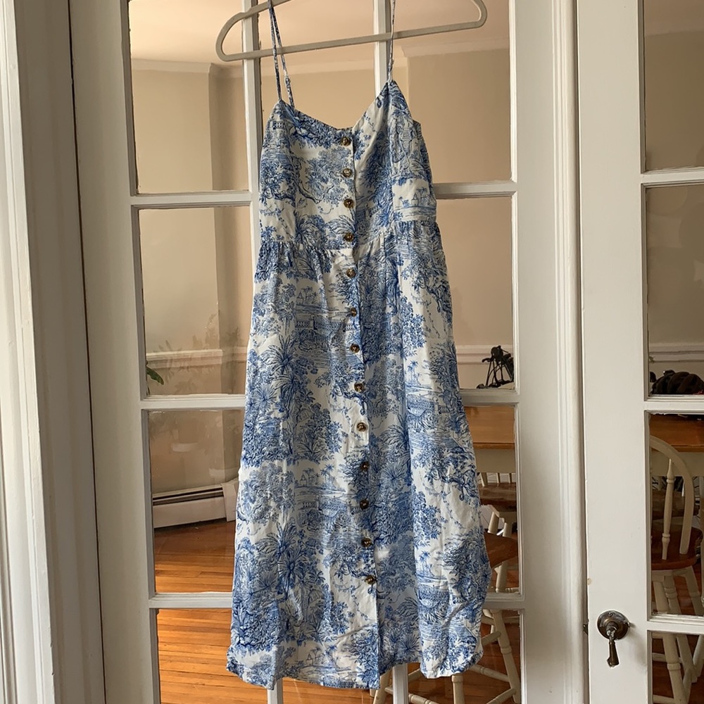 H&M patterned button down midi dress